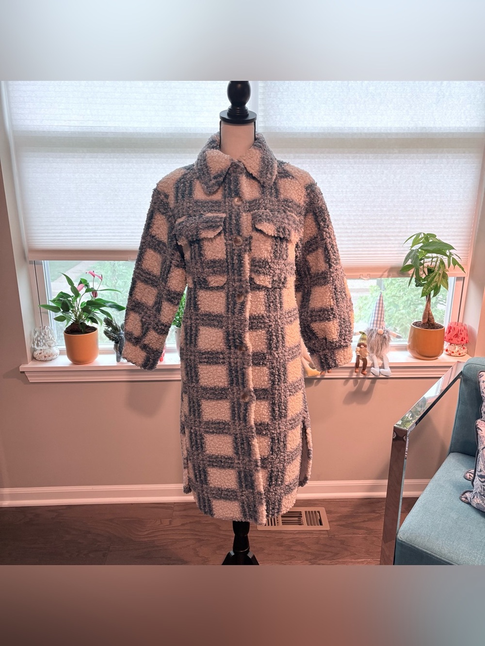 ✨Anthropologie (NWOT) Plaid Teddy Long Coat Size XXS✨